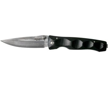 Navaja Mcusta ELITE con hoja de acero Damasco y empuñadura de micarta negra