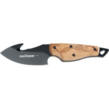 Cuchillo FOX EUROPEAN HUNTER 1505 OL hoja de acero N690Co tipo drop-point de 8,5 cm y empuñadura de olivo de 11,5 cm