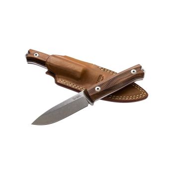 Cuchillo italiano LIONSTEEL B40 ST con hoja de acero Sleipner de 9,8 cm y empuñadura de madera de G-10 naranja de 12,5 cm