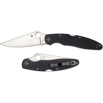 Navaja EDC Spyderco Police 4 C07GP4 con hoja de acero inoxidable K390 de 11,2 cm y empuñadura de G-10 negro de 14,1 cm