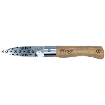 Navaja Le Coq Alsacien con hoja de acero Z40C13 (inox) de 8.5 cm y empuñadura de Roble de 11.1 cm
