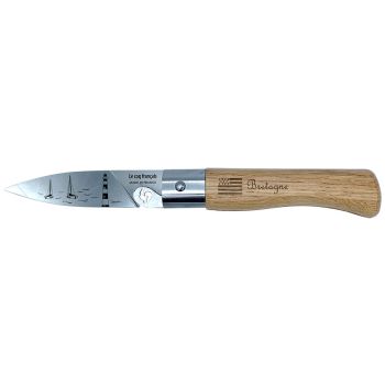 Navaja Le Coq Breton con hoja de acero Z40C13 (inox) de 8.5 cm y empuñadura de Roble de 11.1 cm