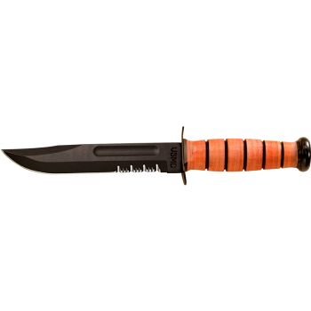 Cuchillo KA-BAR USMC Mixto 1218 con hoja de acero acero 1095CV de 17.80 cm y empuñadura de cuero de 12.30 cm