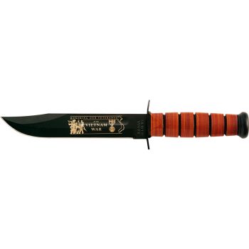 Cuchillo KA-BAR USMC Vietnam 9140 con hoja de acero acero 1095CV de 17.80 cm y empuñadura de cuero de 12.40 cm