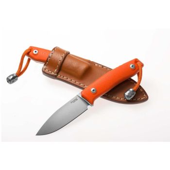 Cuchillo italiano LIONSTEEL M1 GOR con hoja de acero M390 de 7,4 cm y empuñadura de G10 naranja de 10 cm