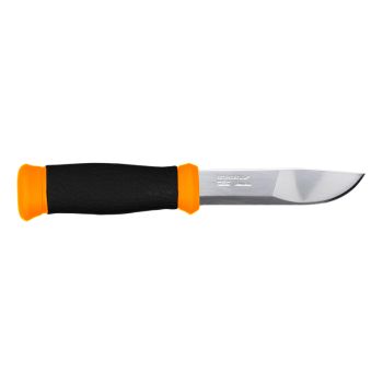 Cuchillo morakniv 2000 Naranka con hoja de acero 12C27 (inox) de 10.7 cm y empuñadura de Caucho de 11.6 cm