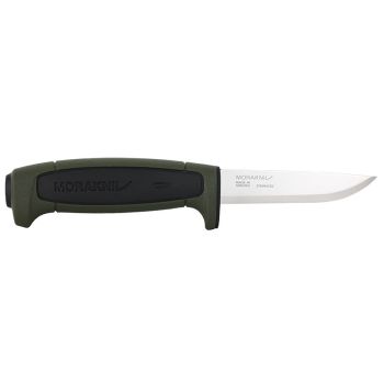 Cuchillo Morakniv Basic 546 verde con hoja de 9 cm en acero carbono y empuñadura de Goma de 11.6 cm