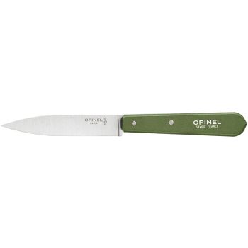 Cuchillo de mesa Opinel Office Nº112 Kaki con hoja de acero Inox de 10.0 cm y empuñadura de Madera de Carpe de 9.2 cm