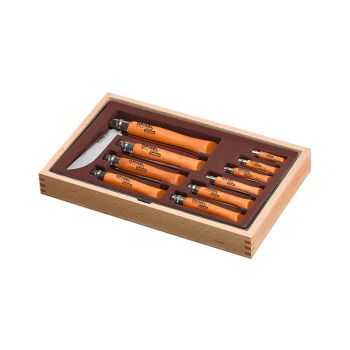 Caja de colección de navajas Nº 2 al 12 de Opinel Carbon con cristal