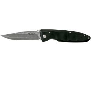 Navaja Mcusta Classic wave con hoja de acero Damasco y empuñadura de madera negra