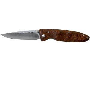 Navaja Mcusta Classic wave con hoja de acero Damasco y empuñadura de palo del desierto