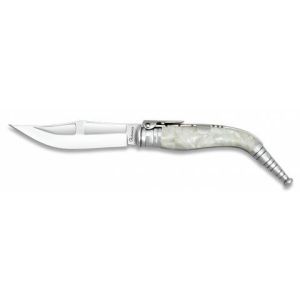 Navaja Bandolera Nº4 con hoja de acero 3Cr13Mov de 16.50 cm y empuñadura de Imitacion Nacar/Blanco de 21.00 cm