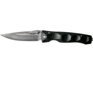 Navaja Mcusta ELITE con hoja de acero Damasco y empuñadura de micarta negra