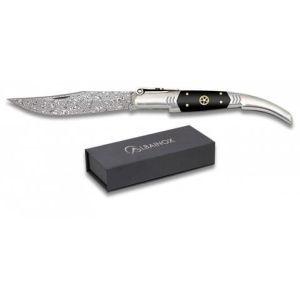 Navaja Árabe Damasco con hoja de acero Damasco 60 capas de 0.00 cm y empuñadura de estamina negra de 0.00 cm