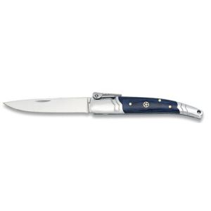 Navaja con hoja de acero 3CR13MOV de 8.00 cm y empuñadura de estamina Azul Decorada de 10.20 cm