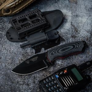 Cuchillo Cudeman 115-N-K* Mini Boina Verde hoja de acero inoxidable Böhler N-695 pavonado negro de 9 cm empuñadura de micarta negra de 10 cm funda de kydex