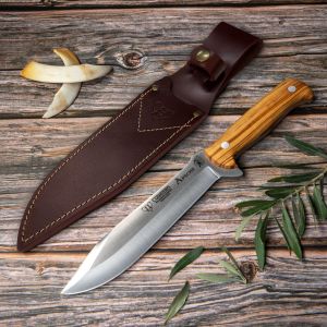 Cuchillo Cudeman 117-L APACHE hoja de acero inoxidable Mova de 19,5 cm empuñadura de madera natural de olivo de 13,5 cm