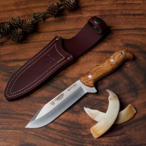 Cuchillo Cudeman 119-L KOTUKO hoja de acero inoxidable MoVa de 13 cm empuñadura de madera de olivo de 12 cm 