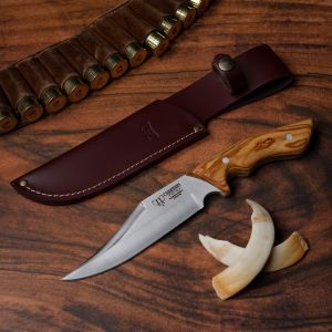 Cuchillo Cudeman 121-L PISTOLO Pistolo hoja de acero MoVa 1.4116 de 16 cm estilo macho riojano empuñadura de madera natural de olivo de 12 cm