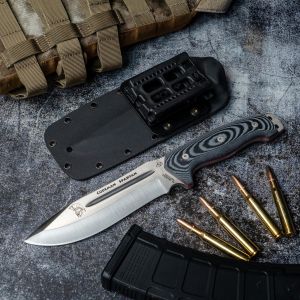 Cuchillo Cudeman 126-M-K SPARTAN Spartan hoja de acero inoxidable MoVa 1.4116 de 16 cm empuñadura de micarta negra de 14 cm, funda de kydex