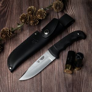 Cuchillo Cudeman 147-H hoja de acero inoxidable MoVa 1.4116 de 11 cm empuñadura de caucho negro de 11,5 cm