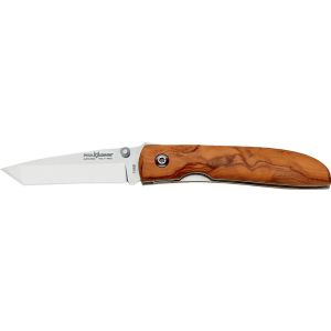 Navaja FOX VOYAGER punta TANTO 1498 hoja de acero inoxidable de acero 440C de 8 cm y empuñaduras de madera de olivo de 11 cm