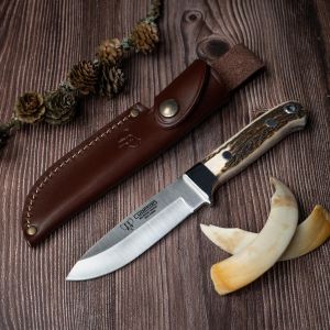 Cuchillo Cudeman 152-C hoja de acero inoxidable MoVa 1.4116 de 10 cm empuñadura de asta de ciervo pulida de 11 cm