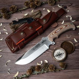 Cuchillo Cudeman 155-X Entresierras hoja de acero inoxidable MoVa 1.4116 de 16 cm empuñadura de micarta marrón de 11 cm