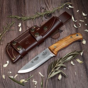 Cuchillo Cudeman ENT 158-L hoja de acero inoxidable Böhler N-690Co de 12 cm empuñadura de madera de olivo de 11,5 cm