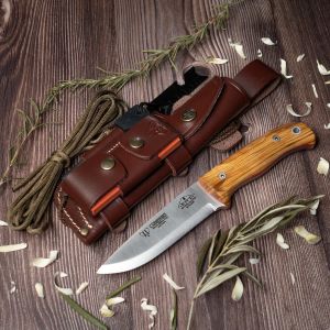 Cuchillo Cudeman ENT 158-LC hoja de acero inoxidable Böhler N-690Co de 12 cm empuñadura de madera de olivo de 11,5 cm
