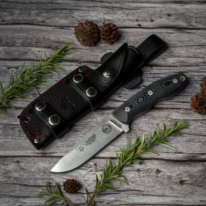Cuchillo Cudeman BS9 Quercus 160-M hoja de acero MoVa 1.4116 de 11 cm empuñadura de micarta negra de 12,5 cm