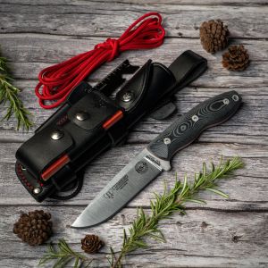 Cuchillo Cudeman BS9 Quercus 160-MC hoja de acero MoVa 1.4116 de 11 cm empuñadura de micarta negra de 12,5 cm