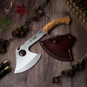 Hacha 167-L acero inoxidable MoVa 1.4116 con longitud total de 35 cm empuñadura de olivo de 14 cm