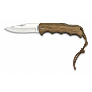 Navaja con hoja de acero 3Cr13Mov de 8.90 cm y empuñadura de Madera Zebra de 11.70 cm