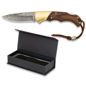 Navaja Damasco con hoja de acero DAMASCO de 7.40 cm y empuñadura de estamina de 10.00 cm