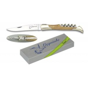 Navaja Laguiole con hoja de acero 3Cr13Mov de 9.00 cm y empuñadura de Olivo de 10.70 cm