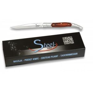 Navaja Estilete con hoja de acero 3CR13MOV de 5.00 cm y empuñadura de estamina / Roja de 6.20 cm