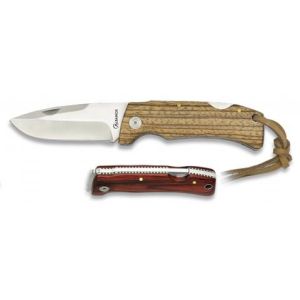 Navaja con hoja de acero 3Cr13Mov de 8.80 cm y empuñadura de Madera Zebra de 11.70 cm