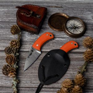  Cuchillo Cudeman de cuello YODA 200-J-K KYDEX hoja de acero Böhler N-695 y empuñadura de G-10 naranja con separador negro de 5,8 cm