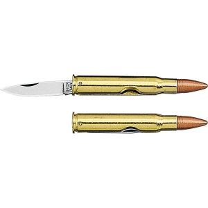 Navaja FOX pallottola 30-06 emulando un casquillo de calibre 30-06, hoja de acero 420C de 3 cm y con un peso de tan sólo 20 gramos