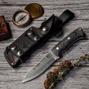 Cuchillo Cudeman 206-M BS9 BUSHCRAFTER hoja de acero Böhler N-690Co de 11 cm y empuñadura de micarta negra con separador rojo de 11,5 cm