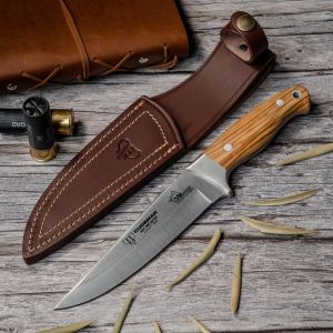 Cuchillo Cudeman 248-L Rhyno Hunter hoja de acero MoVa 1.4116 de 15 cm empuñadura de madera de olivo de 11,5 cm