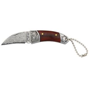 Navaja con hoja de acero Damasco 67 Capas de 4.20 cm y empuñadura de Madera Wengué de 5.70 cm