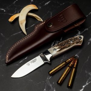 Cuchillo Cudeman 254-C AKELEY hoja de acero Bóhler N-690Co de 10 cm y empuñadura de asta de ciervo de 11,5 cm
