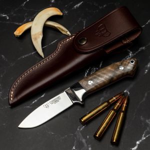 Cuchillo Cudeman 254-G AKELEY hoja de acero Bóhler N-690Co de 10 cm y empuñadura de nogal pulido de 11,5 cm