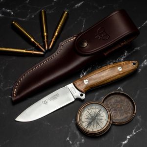 Cuchillo Cudeman 255-L SUTHER hoja de acero Bóhler N-690Co de 10 cm y empuñadura de madera de olivo pulido de 11,5 cm