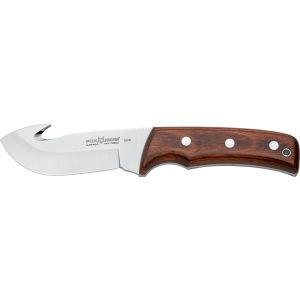 Cuchillo italiano FOX 2608 con gancho para caza hoja de acero N690Co de 11 cm y empuñadura de cocobolo laminado de 12,5 cm