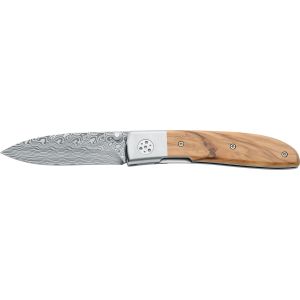 Navaja Italiana FOX ELITE 273 DOL con hoja de acero damasco real de 8 cm y empuñadura de olivo de 11 cm