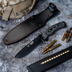 Cuchillo Cudeman 291-N Boina Verde CADETE hoja de acero Böhler N-695 pavonada en negro y empuñadura de micarta negra de 12,5 cm