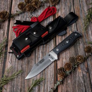 Cuchillo Cudeman 295-M-K MT-1 funda de KYDEX hoja de acero Böhler N-695 de 11 cm y empuñadura de micarta negra de 11,5 cm